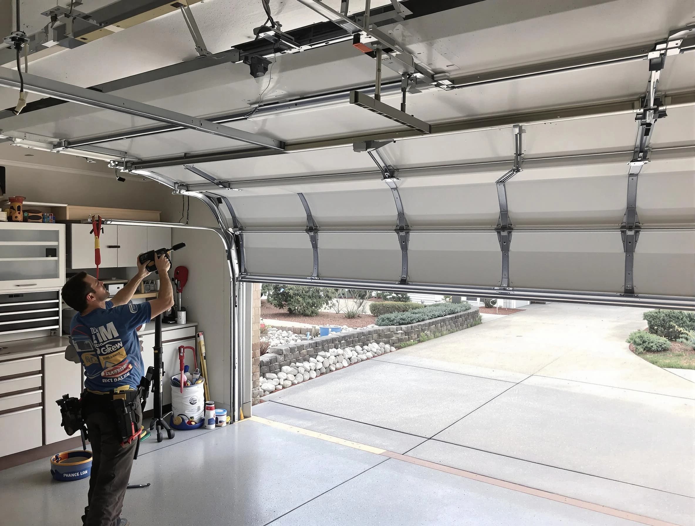 Garage door track repair service by Bernards Garage Door Repair in Bernards
