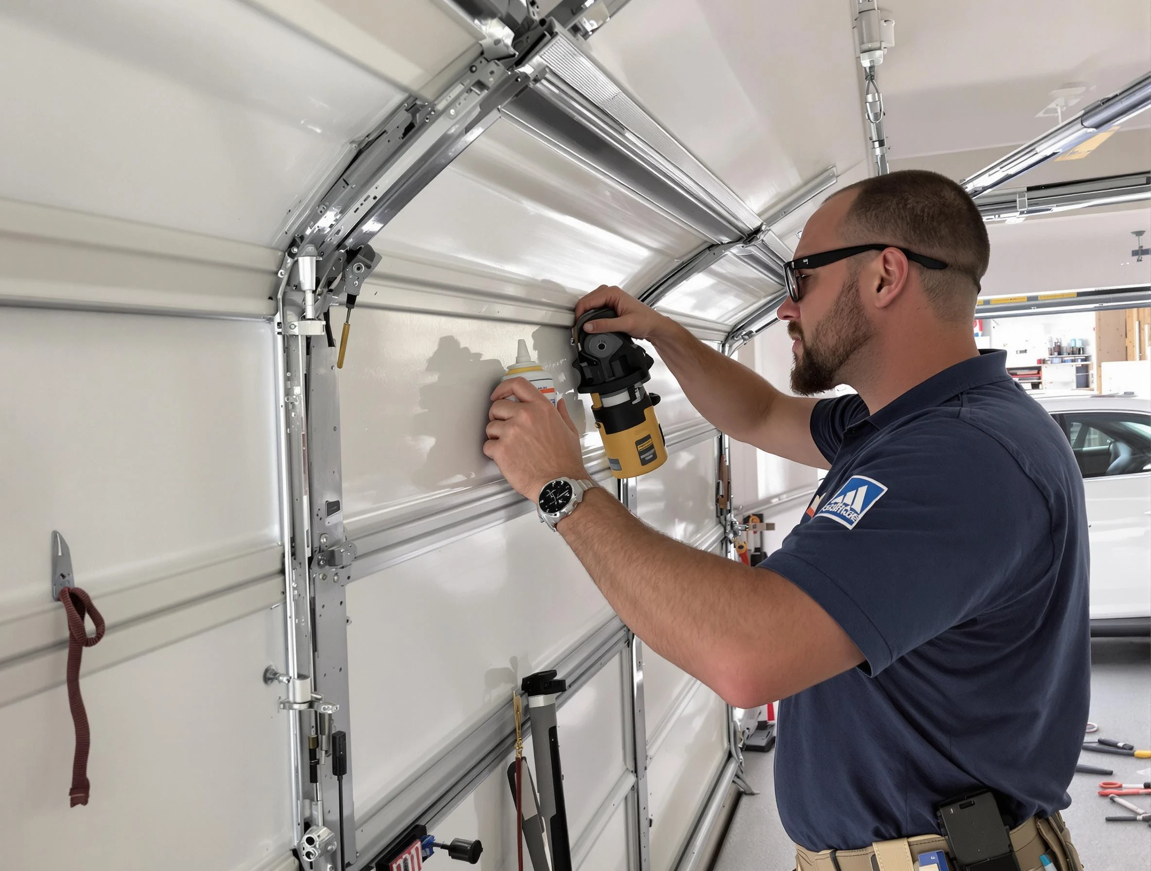 Bernards Garage Door Repair technician performing comprehensive noise reduction service in Bernards